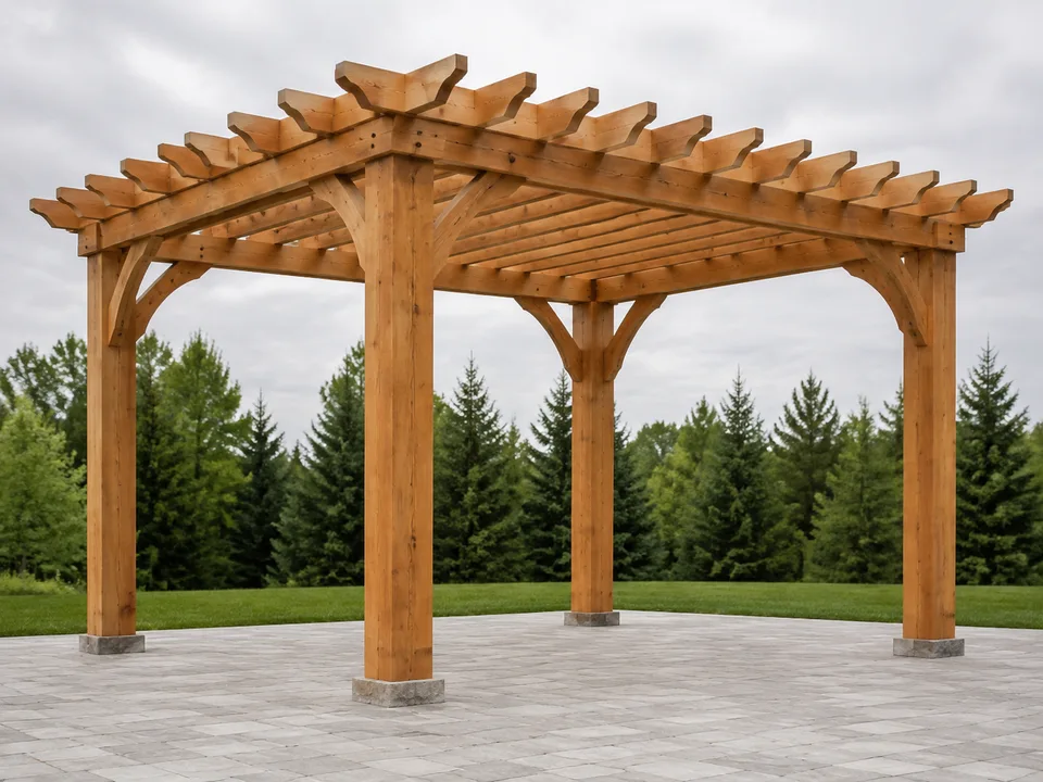 Freestanding cedar pergola — illustrative concept