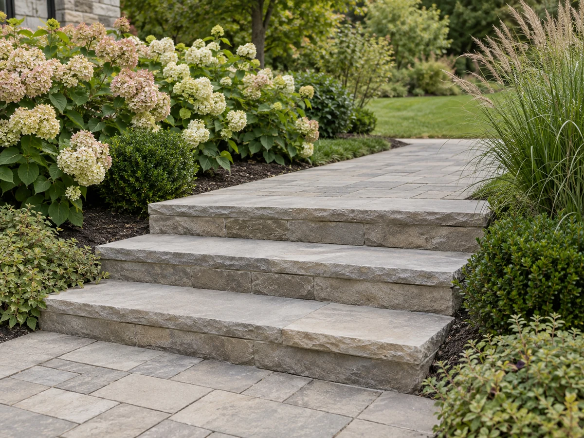 Stone steps and connecting walkway — illustrative concept
